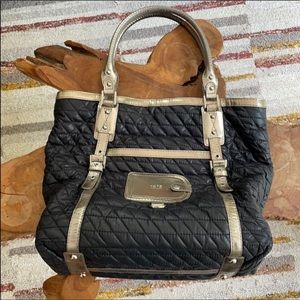 Rafe Black & Silver Quilted Large Tote